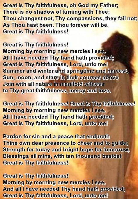 "Great Is Thy Faithfulness" Great Is Thy Faithfulness Hymn, New Mercies, Easter Prayers, Christian Lyrics, Contemporary Christian Music, Ayurvedic Healing, Hymns Lyrics, Christian Song Lyrics, Great Song Lyrics