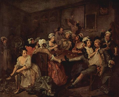 Scene in a tavern, 1735 / William Hogarth 1700s Art, William Hogarth, Rococo Art, Circle Canvas, Cloud Canvas, Rainbow Canvas, Cow Canvas, Baroque Style, Dog Photography