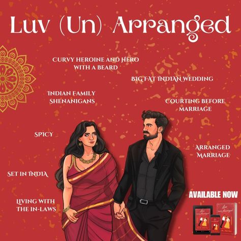 New Release! Meet Kriti & Aakar!  An arranged marriage with a twist, a romance with a bang, and an Indian family that's wonderfully chaotic—Luv (un)Arranged is here! From long drives and stolen glances to navigating in-laws and family secrets, Kriti's journey will make you laugh, swoon, and wonder… can love really bloom in an arranged marriage?  Available now on Kindle Unlimited! Dive into this steamy Arranged Marriage romance today! #arrangedmarriage #desiromance #contemporaryromance #newb... Arranged Marriage Books, Indian Romance, Stolen Glances, Marriage Books, Fiction Books Worth Reading, Marriage Romance, Long Drives, Indian Family, Family Secrets