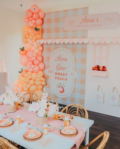 Wonder Soirée | Close up details to this super cute peach 🍑 party 🤩 loved using puns to convey the theme! What do you think ? which one was your favorite?... | Instagram Peaches Birthday Theme, One Sweet Peach Birthday Theme, Peach First Birthday Party, Peach First Birthday, Peach Party, Cute Peach, 1st Birthday Party Decorations, Birthday Themes, Sweet Peach