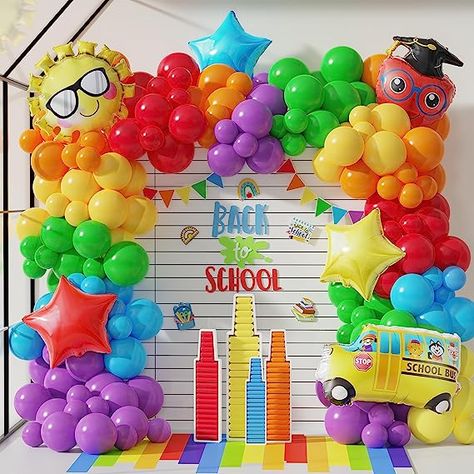 Kinder Graduation Balloon Arch, 100 Days Of School Backdrop, Kindergarten Balloon Decoration, Preschool Balloon Arch, Kindergarten Party Decorations, School First Day Decoration, Teacher Balloon Arch, 1st Day Of School Balloons, Kindergarten Graduation Balloon Arch