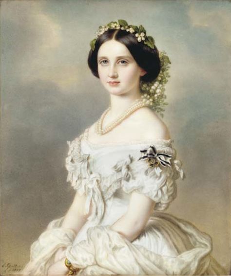 Louise, Grand Duchess of Baden by J. Spelter (auctioned by Christie's) | Grand Ladies | gogm Artistic Accessories, Franz Xaver Winterhalter, Gaun Abad Pertengahan, Princess Louise, Victorian Portraits, Victorian Paintings, Historical Painting, Clothes Jewelry, Portrait Of A Woman