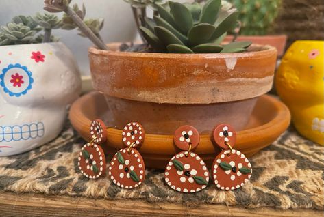 Mexican Polymer Clay Earrings, Mexican Clay Earrings, Mexican Gifts, Mexican Earrings, Diy Earrings Polymer Clay, Sculpture Art Clay, 3d Jewelry, Handmade Clay Jewelry, Mexican Jewelry