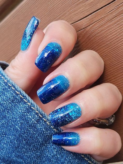 Color Street nail combo VIP’s❤️🧡💛💚💙💜 | OMGEEE THE BLUES | Facebook Color Street Alaskan Sky, Color Street Nails Combos, Glitter Gel Nails, Nail Strengthener, Designer Denim, Street Nails, Shangri La, Cuticle Oil, Glitter Gel