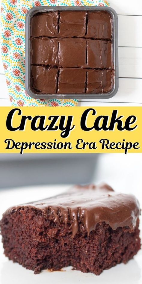 Crazy Cake Recipe, Chocolate Crazy Cake, Crazy Cake Recipes, Unique Recipes Desserts, Delicious Chocolate Cake, Wacky Cake, Crazy Cake, Easy Chocolate Desserts, Desserts Cake