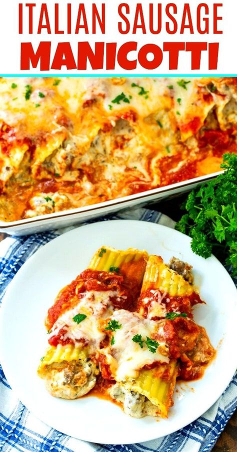 Italian Sausage Manicotti, Sausage Manicotti Recipe, Sausage Manicotti, Manicotti Recipes, Beach Eats, Spicy Southern Kitchen, Manicotti Recipe, Resepi Biskut, Italian Night