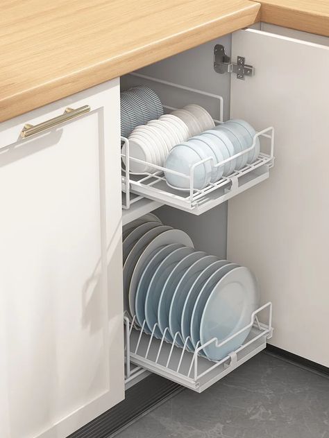 110.0US $ |Kitchen Powder Coating 2 Tier Dish Drainer Pull Out Dish drying Rack,Storage Holder| |   - AliExpress Under Counter Dish Drying Rack, Plate Drying Rack Cabinet, Kitchen Dish Rack Cabinet, Built In Drying Rack Kitchen, Dish Drainer Ideas Drying Racks, Hidden Dish Drying Rack, Dish Drying Cabinet, Dish Drying Rack Ideas, Dish Rack Cabinet