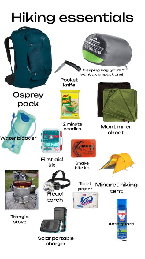 Hiking essentials! I tried to remember everything What To Bring Backpacking, Apocalypse Bag, Hiking Essentials For Women, Hike Essentials, Hiking Backpack Essentials, Packing List Kids, Hiking Hacks, Constantine Hellblazer, Washington Trip