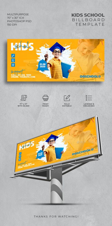 Kids School Billboard School Billboard Design Ideas, School Billboard Design, School Banner Design Ideas, Creative Billboard Design Ideas, Billboard Design Ideas, Billboard Ideas, Billboard Ads, Hoarding Design, Internet Ads