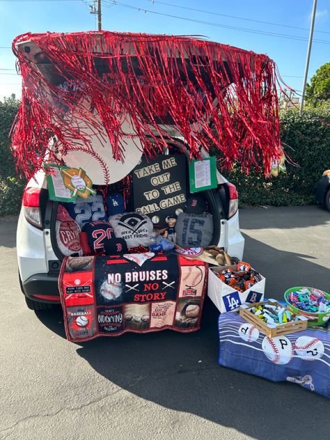 Simple Trunk or Treat idea for Baseball Fans Baseball Trunk Or Treat, Baseball Trunk Or Treat Ideas, Trunk Or Treat Ideas, Treat Ideas, Trunk Or Treat, Take Me Out, Baseball Fan, Trunk, Baseball