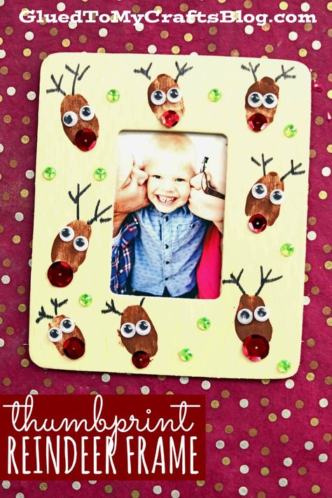 Thumbprint Reindeer, Make Paint, Faith Crafts, Diy Gifts To Make, Best Friend Christmas Gifts, Kids Gift Baskets, Camp Crafts, Christmas Crafts For Toddlers, Frame Christmas