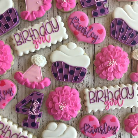 Purple Birthday Cookies, Pink And Purple Birthday, Purple Birthday, Lexington Kentucky, Cookie Ideas, Cookie Art, Birthday Cookies, Royal Icing Cookies, Custom Cookies