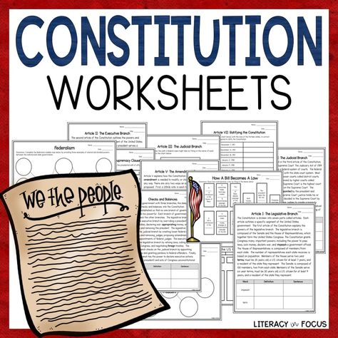 10 Engaging Constitution Day Activities | Literacy In Focus Constitution For Kids, Classroom Constitution, Constitution Activities, Constitution Day, History Education, Vocabulary Activities, School Worksheets, The Constitution, Graphic Organizer