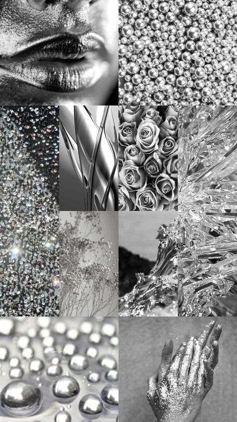 Silver Astethic Wallpaper, Silver Iphone Aesthetic, Silver Astethic, Colour Magick, Silver Aesthetic, Sterling Grey, Shiny Jewelry, Music Album Art, Black And White Picture Wall