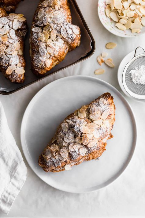 Easy Double-Baked Almond Croissants | Sift & Simmer Chocolate Croissant Recipe Easy, Croissant Recipe Easy, Kids Birthday Breakfast, Almond Croissant Recipe, Chocolate Croissant Recipe, Almond Croissants, Mini Croissants, Croissant Recipe, Almond Croissant