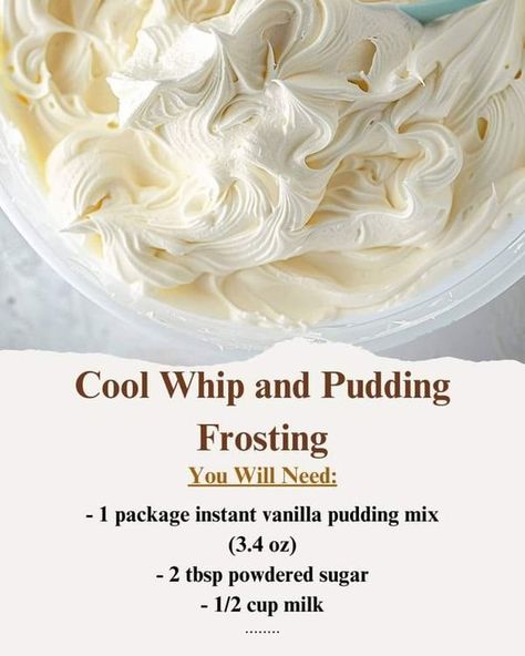 Gordon Ramsey Recipes ❤️ 🍟🍔🧀 | Cool Whip and Pudding Frosting 🧁 | Facebook Pudding Cool Whip Frosting, Vanilla Pudding Frosting, Cool Whip And Pudding, Whip Frosting, Pudding Frosting, Cool Whip Frosting, Easy Frosting, Frosting Recipes Easy, Sugar Free Pudding