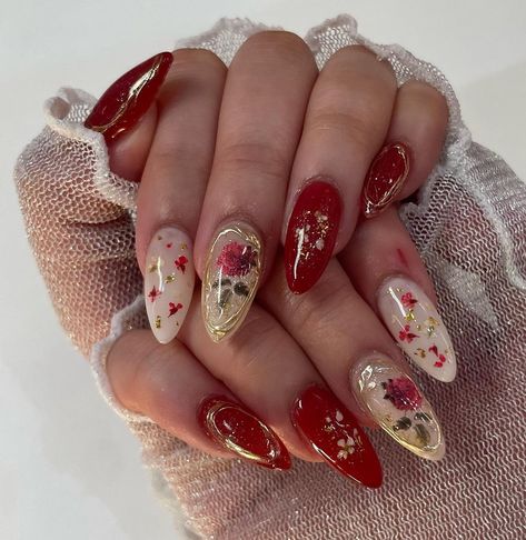 Douyin Flower Nails, Red Douyin Nails, Douyin Style, Douyin Nails, Casual Nails, Pretty Gel Nails, Soft Nails, Dream Nails, Funky Nails