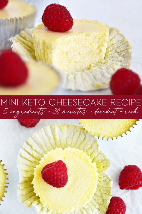 Easy 5-Ingredient Keto Low Carb Cheesecake Recipe Keto Cheesecake Bites, Keto Cheesecakes, Low Sugar Dinners, Mini Cheesecake Bites, Low Sugar Diet Recipes, Individual Cheesecakes, Dinner Recipes Healthy Low Carb, Low Carb Cheesecake Recipe, Low Carb Low Fat Recipes