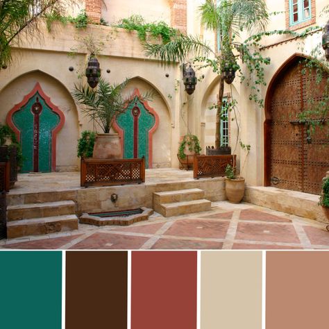 Moroccan Colour Scheme, Moroccan Colour Palette, Moroccan Color Palette Colour Schemes, Middle East Color Palette, Morocco Color Palette, Moroccan Colours, Moroccan Color Scheme, Moroccan Exterior, Moroccan Color Palette