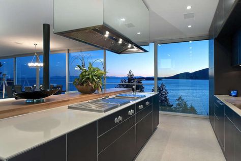 Jamie Stewart, West Vancouver Homes, Beach Kitchen Ideas, Open Doorway, Vancouver Homes, Sleek Fireplace, Villa Designs, Vancouver House, Contemporary Residence