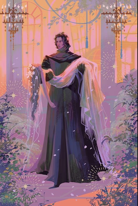 Afterblossom Art, Reylo Wedding, Hades Illustration, Hades And Persephone Comic, Reylo Art, Star Wars Couples, Reylo Fanart, Star Wars Kylo Ren, Banana Art