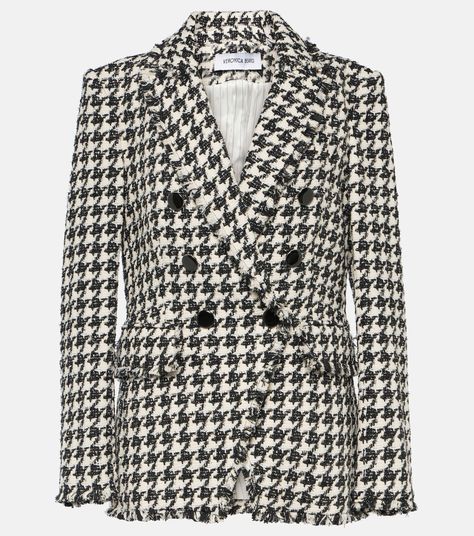 Veronica Beard Blazer, Black And White Jacket, Bearded Lady, Women's Blazers, Houndstooth Blazer, Classic Blazer, Womens Blazers, Long Sleeve Blazers, White Jacket