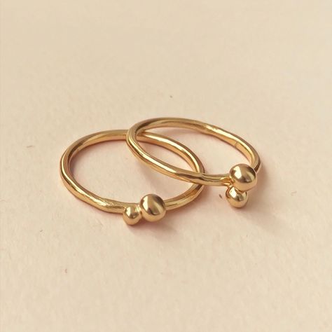 Bell rings Unique Gold Jewelry, Unique Gold Rings, Unique Silver Rings, Stackable Ring Sets, Ring Everyday, Dot Ring, Handmade Gold Jewellery, Gold Dot, Minimalist Earrings Studs