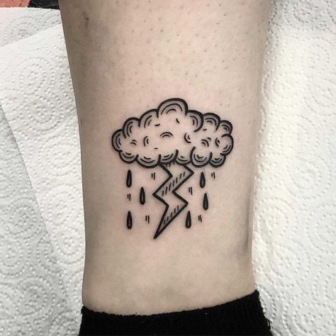 Rain Cloud Tattoos, Tattoos For Women On Thigh, Blitz Tattoo, Wave Tattoos, Rain Tattoo, Half Sleeve Tattoos Forearm, Lightning Tattoo, Bolt Tattoo, Tattoos For Women Half Sleeve