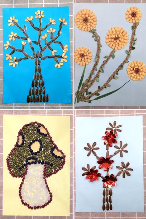 DIY Pulses Decor Craft and Fun Motor Skill Activities | craft | Easy Grains Craft Activities for Kids :) | By Activities For Kids Agriculture Crafts For Kids, Pulses Craft For Kids, Agriculture Activities For Kids, Agriculture Crafts, Ag Club, At Home Crafts For Kids, Bean Art, Agriculture Projects, Amazing Crafts