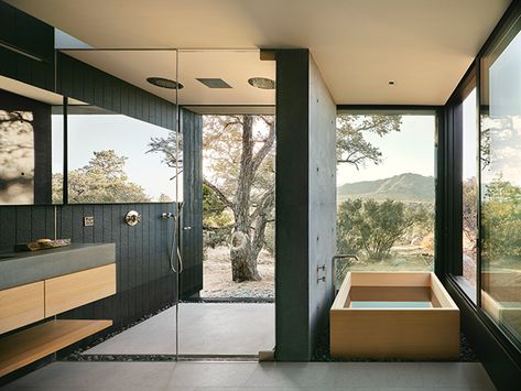 2021 RDAA | Project of the Year | High Desert Retreat | Aidlin Darling Design | Residential Design Japanese Bathroom Ideas, Aidlin Darling, Japanese Bathroom Design, Interior Design Competition, Desert Retreat, Japanese Bathroom, Bathroom Layouts, Architecture Magazines, High Desert