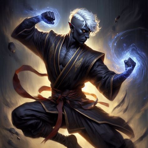 Image Creator Changeling Monk Dnd, Shadow Monk Dnd, Elven Monk Dnd, Drow Monk, Aarakocra Monk, Pathfinder Elf, Void Elf Warlock, Dnd Monk, Drow Male