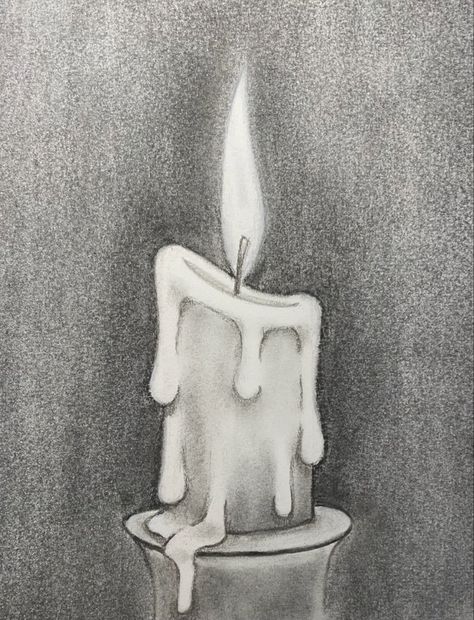 Candle Shading Drawing, Dark And Light Drawing, Shadow Drawings Easy, Simple Shaded Drawings, Shaded Pictures To Draw, Tonal Drawing Ideas, Basic Charcoal Drawing, Drawing Shading Easy, Charcoal Ideas Art