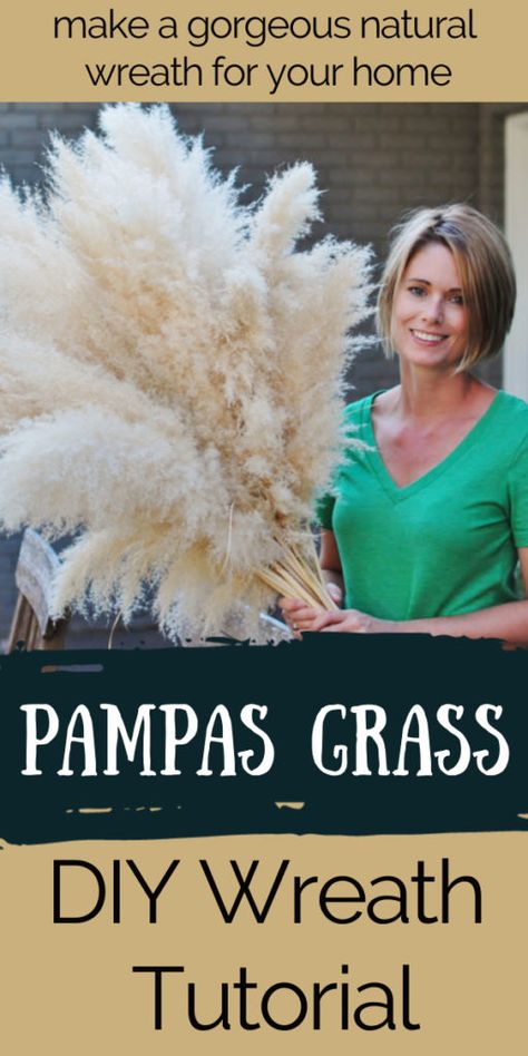 Pampas Grass Christmas Wreath Diy, Diy Pampas Wreath, How To Make A Pampas Grass Wreath, Diy Pampas Grass Arrangement For Arch, Fall Pampas Grass Decor, Pampas Grass Wreath Diy, Diy Pampas Wall Decor, Feather Wreath Diy, Pampas Grass Fan Wreath