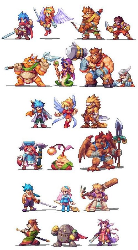 Pyro Character Design, Main Character Art, Fire Pixel Art, Pixel Character Sprite, 16 Bit Pixel Art, Pixelart Character, Breath Of Fire 3, Pixel Character, Breath Of Fire