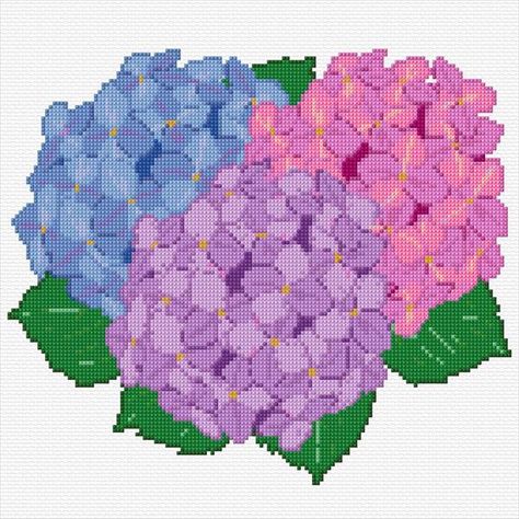 Hydrangea Cross Stitch Pattern Free, Hydrangea Cross Stitch Pattern, Cross Stitch Calculator, Online Pattern, Dmc Thread, Cross Stitch Designs, Free Patterns, Hydrangea, Needlepoint