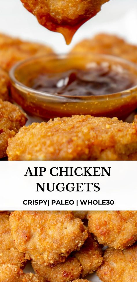 These Whole30, paleo and AIP Chicken Nuggets are quick, easy and so delicious. Made with ground chicken and crispy pork panko, they’re crispy on the outside and juicy on the inside. #aiprecipes #paleorecipes #paleo #aip #aipdiet #autoimmunepaleo #aipprotocol #autoimmunedisease #whole30 #whole30recipes #gamedaysnacks #gamedayfood #healthysnacks #chickennuggets #airfryersnacks #superbowlsnacks #appetizers #aipappetizers #aipsnacks #aipsides #footballfood #superbowl #gameday #healmedelicious Ground Turkey Nuggets, Nugget Recipes, Paleo Chicken Nuggets, Pork Panko, Aip Chicken, Autoimmune Diet Recipes, Aip Diet Recipes, Fried Chicken Nuggets, Autoimmune Recipes