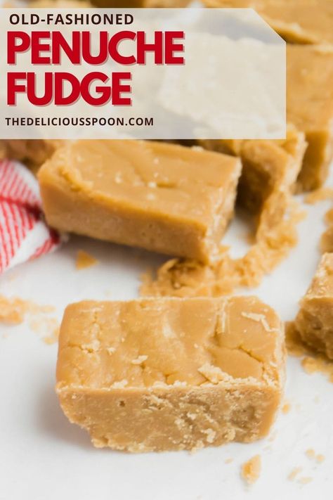 An easy old-fashioned penuche fudge. A delicious confectionary that is creamy, sweet, and melts in your mouth! #easyfudgerecipes #brownsugarfudgerecipes #brownsugarfudgeoldfashioned #fudgerecipes #penuchefudge #penuchefudgerecipe #penuche Penuche Fudge Recipe, Old Fashion Fudge Recipes, Vanilla Fudge Recipes, Penuche Fudge, Brown Sugar Fudge, Best Fudge Recipe, Maple Fudge, Old Fashioned Fudge, Easy Fudge