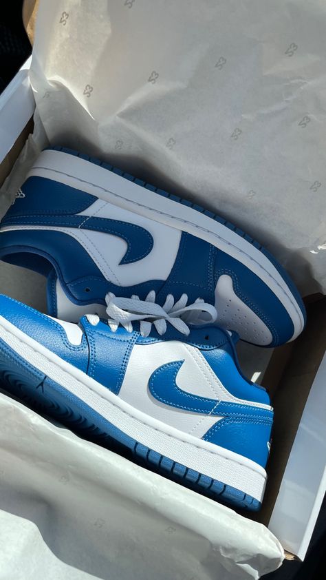 Air Jordan 1 Low Blue, Jordan 1 Low Blue, Overwater Villa, Nike Shoes Women Fashion, Crocs Boots, Trendy Shoes Sneakers, Pretty Shoes Sneakers, All Nike Shoes, Shoes Outfit Fashion