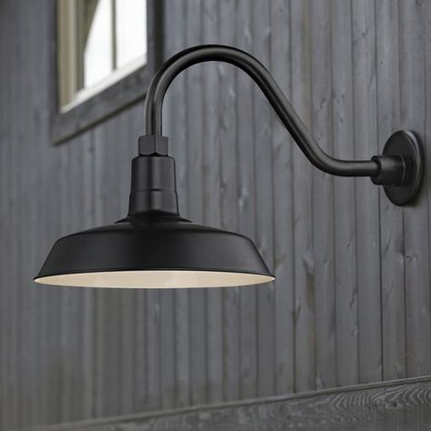 Garage Lights Exterior, Exterior Barn Lights, Gooseneck Lighting, Barn Lights, Ceiling Trim, Outdoor Barn Lighting, Exterior Light Fixtures, Barn Renovation, Black Barn