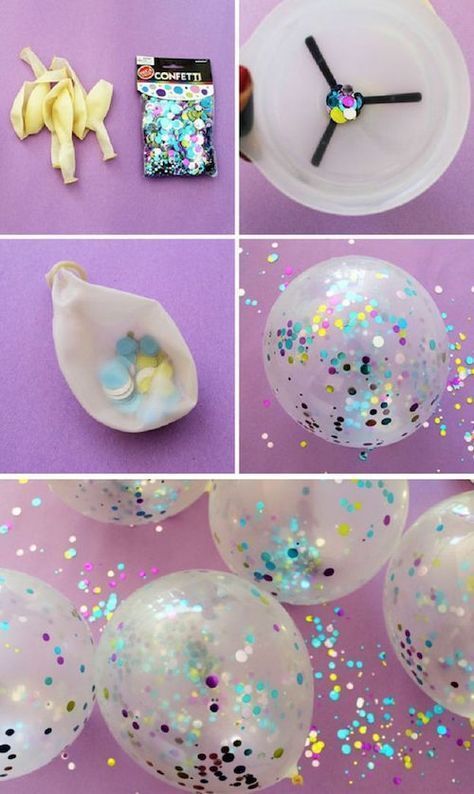 30 + Fun and Cheap DIY Party Decorations - A party doesn't have to cost an arm… #GlitterDecorations Graduation Party Diy, Clear Balloons, Party Hacks, Glitter Party, Graduation Diy, Unicorn Birthday Parties, Eve Parties, Diy Party Decorations, Grad Parties