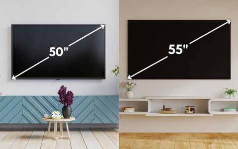 50 vs. 55 Inch TV: A Big Difference? 50 Inch Tv Living Rooms, 55inch Tv Living Rooms, 55 Inch Tv Living Room, 50 Inch Tv, 55 Inch Tv, Big Tv, Tv Shopping, Large Tv, Tv Size