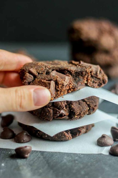 Soft and chewy double chocolate paleo cookies are a sweet and rich dessert recipe, without the guilt! These cookies are gluten free, refined sugar free and paleo and you would never know. They are still sweet and full of chocolate flavor with cocoa powder and chocolate chunks! Get ready you guys, because you will now...Read More » Paleo Cookies, Paleo Recipes Dessert, Double Chocolate Chip Cookies, Rich Desserts, Gateaux Cake, Paleo Chocolate, Low Cholesterol, Indulgent Desserts, Paleo Dessert