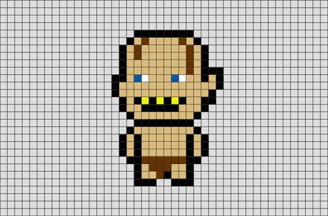 Lord of the Rings Gollum Pixel Art from BrikBook.com #LordoftheRings #Gollum #LOTR #fictionalcharacter #fantasy #pixel #pixelart #8bit Shop more designs at http://www.brikbook.com Lord Of The Rings Perler Beads, Lotr Pixel Art, Lord Of The Rings Pixel Art, Pyssla Pattern, Lord Of The Rings Gollum, Grid Art, Hamma Beads, Lotr Art, Perler Art