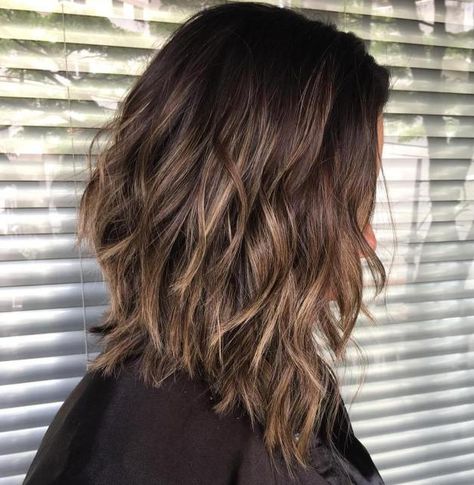 Angled Piece-y A-Line Lob Long Graduated Bob, Long Shaggy Bob, Choppy Lob, Straight Long Bob, Long Asymmetrical Bob, Bday Hair, A Line Haircut, Balayage Lob, Long Brunette