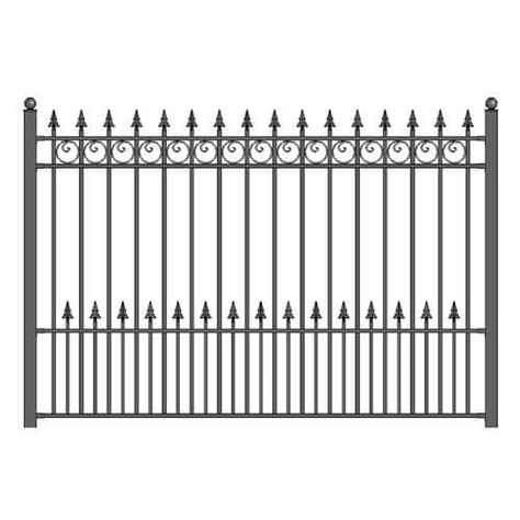 Aleko Prague Style Ornamental Iron Wrought Garden Fence 8'x5' Black (Black) Iron Fence Panels, Wrought Iron Gate Designs, Steel Fence Panels, Driveway Fence, Metal Fence Panels, Garden Fence Panels, Pallet Fence, Iron Gate Design, Wrought Iron Gate