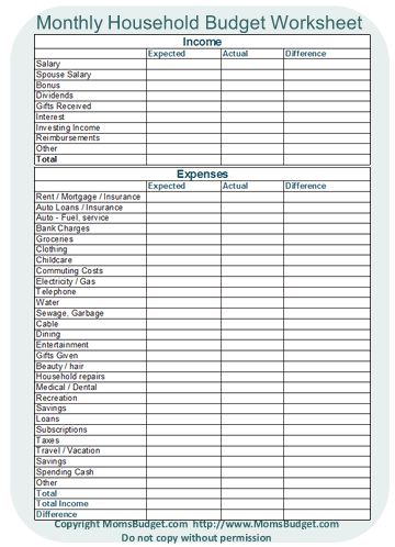 Monthly Household Budget Worksheet Printable - Free Worksheet @Angie Hawkins Monthly Household Budget, Household Budget Worksheet, Budgeting Worksheets Free, Household Budget Template, Monthly Budget Worksheet, Printable Budget Worksheet, Budget Worksheet, Monthly Budget Printable, Household Budget