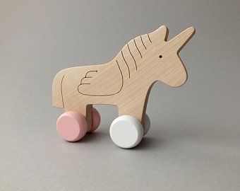 Wooden Push Toys, Winged Unicorn, Toy Unicorn, Flying In The Sky, Pastel Nursery, Unicorn Magic, Push Toys, Handmade Wooden Toys, Pastel Decor