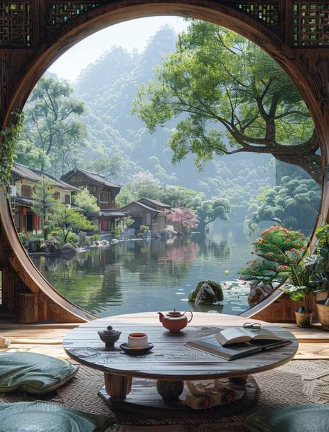 Old Mansions Interior, Inner Peace Art, Chinese Tea Room, Japanese Tea Room, Chinese Tea House, Houses Mansions, Japanese Tea House, Indoor Water Garden, Zen Tea