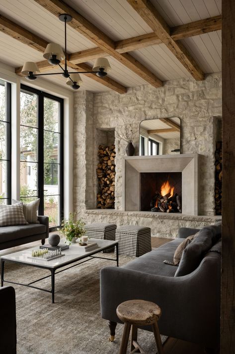 The Mcgee Home, Mcgee Home, Hearth Room, Studio Mcgee, Ranch House, Stone Wall, Home Interior, Great Rooms, Room Inspiration