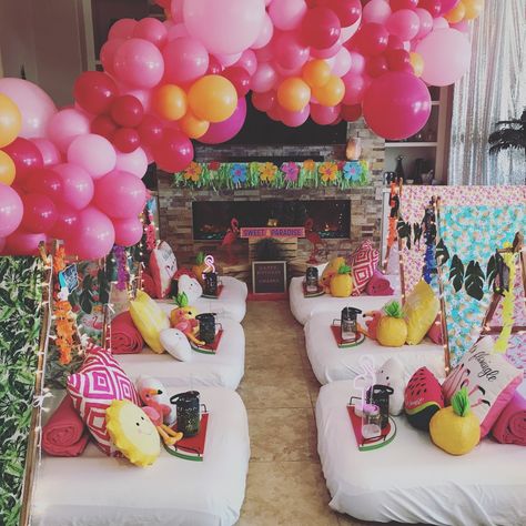 Sneak peak of our newest theme “Let’s Flamingle” A big thank you to @nancymantei_eventsaz and her awesome 🎈balloon 🎈display! 🌺🌴🏝🍉🍍. . Booking info: Visit our website in profile 🌵⛺️ . #scottsdalearizona #scottsdalekidsparties #norterramoms #sonoranfoothills #northphoenix #scottsdalemoms #scottsdalekids #phoenixkids #paradisevalleyaz #pvaz #sleepover #slumberparty #tropicaltheme #letsflamingle #phoenixmoms #phoenixarizona #phoenixkidsparties #sleepover #teepeesleepover #azsleepyteepee #cav Tropical Sleepover, Sleepover Birthday Party Ideas, Birthday Party Entertainment, The Ultimate Sleepover, Kid Drinks Recipes, Ultimate Sleepover, Sleepover Birthday Party, Sleepover Birthday, Tropical Birthday Party